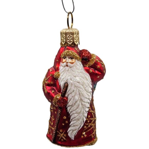 Patricia Breen Super Miniature Santa for Jason Red Snow Christmas Tree Ornament - Picture 1 of 11
